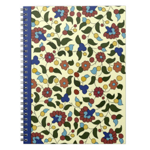 Carnet Impression florale arménienne - bleu marine et