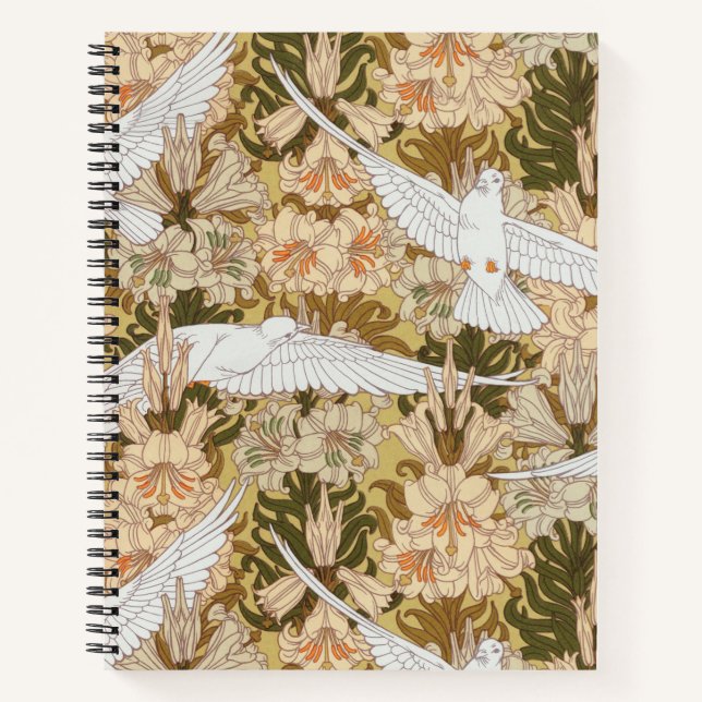 Carnet Impression florale de colombe et de lily (Devant)