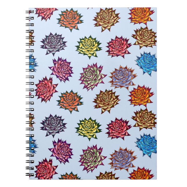 Carnet Impression Rose pointillée, Modèle Floral Moderne (Devant)