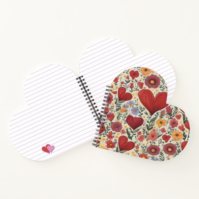 Carnet Impression rouge avec coeur (Intérieur)