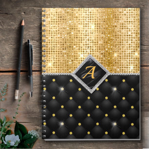 Carnet Impression stylisée Crystal Gold diamant noir mono