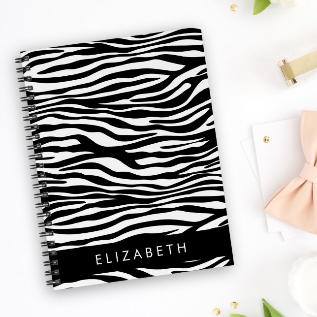 Carnet Impression Zèbre, Grilles, Noir Et Blanc, Votre No (Créateur téléchargé)