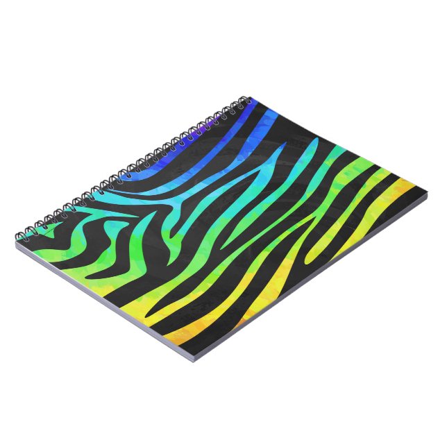 Carnet Imprimé animalier Zèbre noir et arc-en-ciel tendan (Côté gauche)