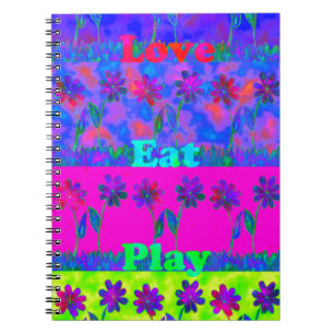 Carnet Imprimer Art Motivational Vibrant "Eat Love & Play