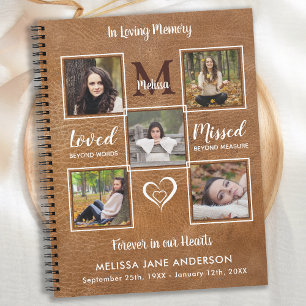 Carnet In Love Memory 5 Photo Leather Funeral Guestbook