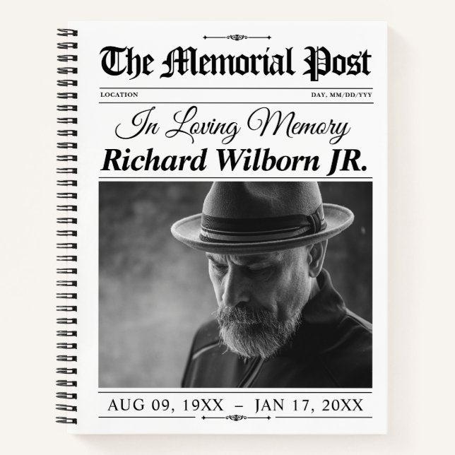 Carnet In Loving Memory Newspaper Memorial Guestbook (Devant)