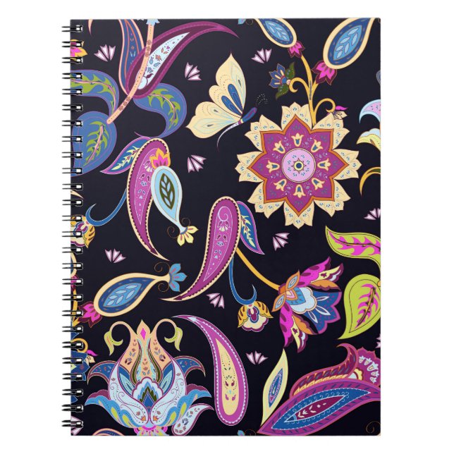 Carnet Inde Paisley Ornement floral sans joint (Devant)