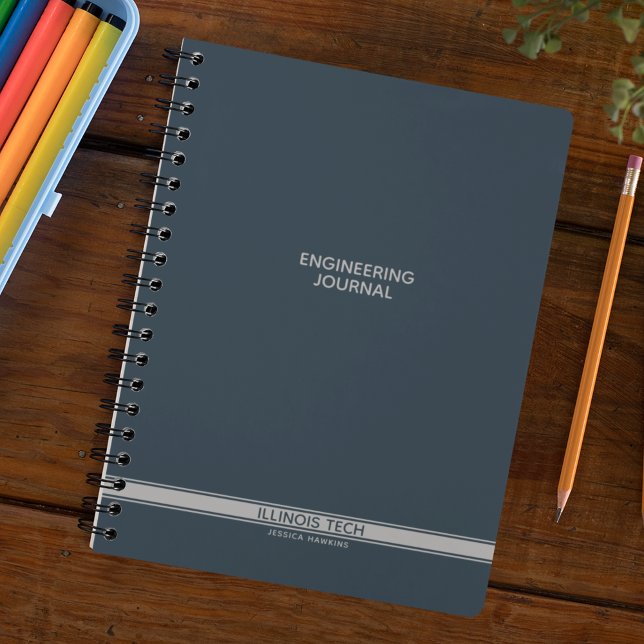 Carnet Indigo Navy Bleu Classique Rayure Spirale (Créateur téléchargé)