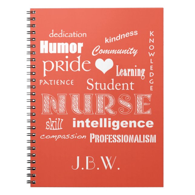 Carnet Infirmière-Attributes+Coeur/Monogramme (Devant)