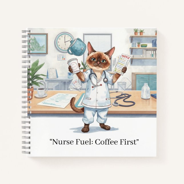 Carnet Infirmière avec café et votre propre TEXTE (Devant)