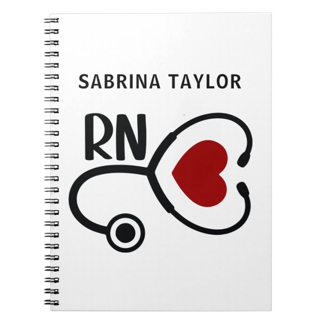 Carnet Infirmière cardiaque Stéthoscope RN (Devant)