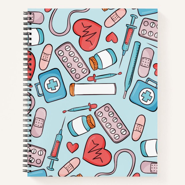 Carnet Infirmière Cartoon Graphique Répétition Motif Arri (Devant)
