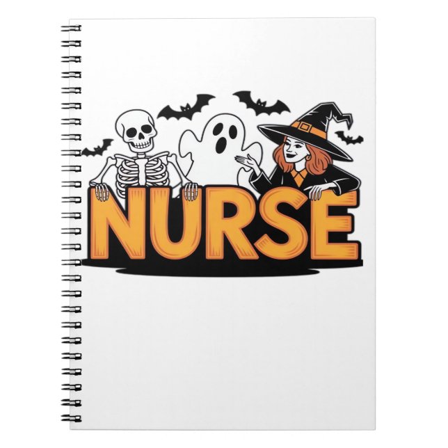 Carnet Infirmière - Halloween - avec fantôme, sorcière et (Devant)