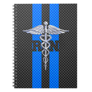 Carnet Infirmière inscrite RN Caduceus Carbon Fiber Style