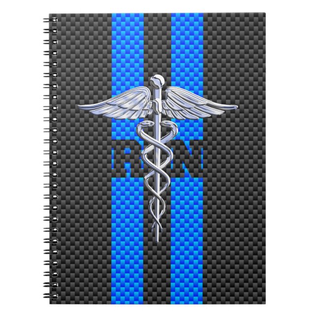 Carnet Infirmière inscrite RN Caduceus Carbon Fiber Style (Devant)