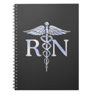 Carnet Infirmière inscrite RN Silver Caduceus Snakes