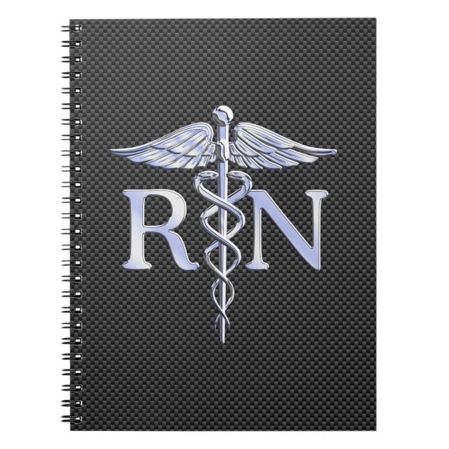 Carnet Infirmière inscrite RN Silver Caduceus Snakes (Devant)