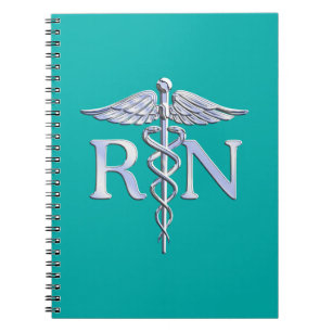 Carnet Infirmière inscrite RN Stylish Caduceus sur Turquo