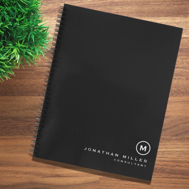 Carnet Initiale de monogramme professionnel noir et blanc (Créateur téléchargé)