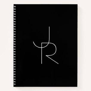 Carnet Initiales de chevauchement modernes 2 Blanc sur