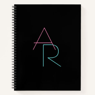 Carnet Initiales de chevauchement modernes   Rose Turquoi