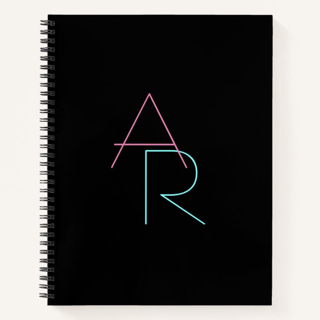 Carnet Initiales de chevauchement modernes | Rose Turquoi (Devant)