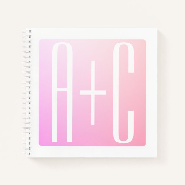 Carnet Initiales de couple | Gradation rose subtile (Devant)