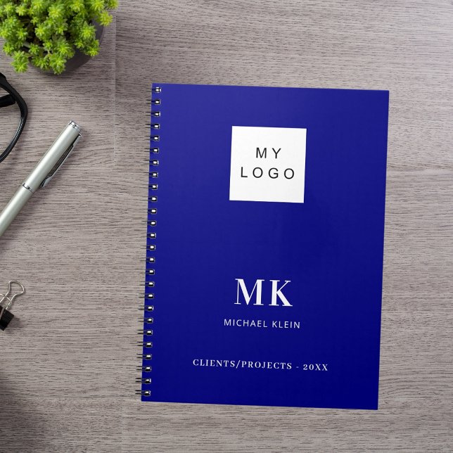 Carnet Initiales de monogramme bleu marine affaires (Créateur téléchargé)