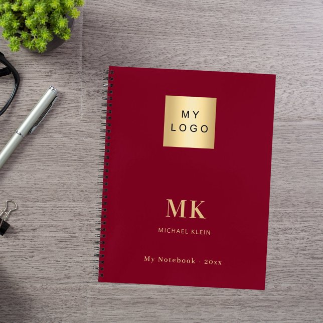 Carnet initiales de monogramme en or de Bourgogne entrepr (Créateur téléchargé)