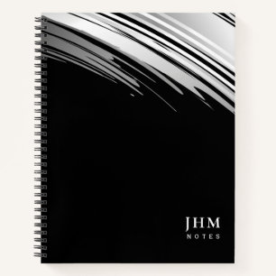 Carnet Initiales de monogramme noir et blanc modernes + n