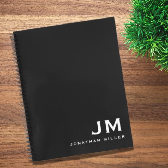 Carnet Initiales de monogramme noir professionnel (Créateur téléchargé)