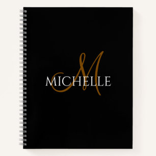 Carnet initiales de monogramme personnalisées noir & blan