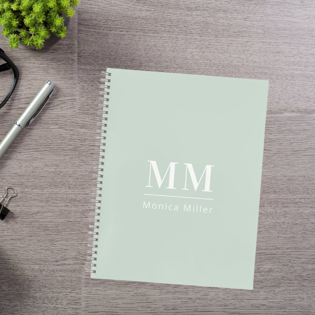 Carnet Initiales du monogramme vert de l'âge (Créateur téléchargé)