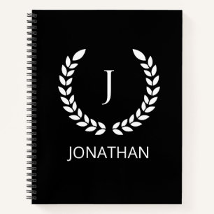 Carnet Initiales personnalisées en noir et blanc