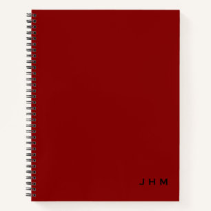Carnet Initiales professionnelles minimes en noir rouge