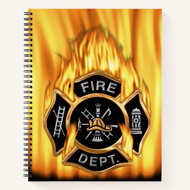 Carnet Insigne de pompier en or flammé (Devant)