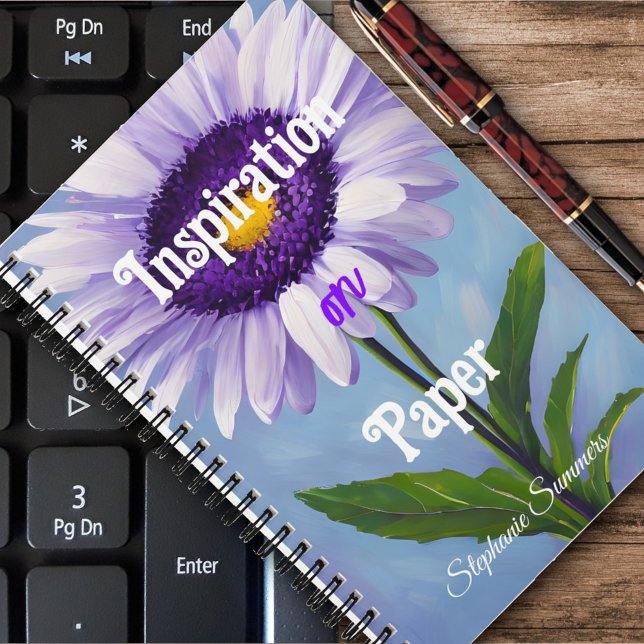 Carnet Inspiration sur papier Fleur de marguerite violett (Créateur téléchargé)