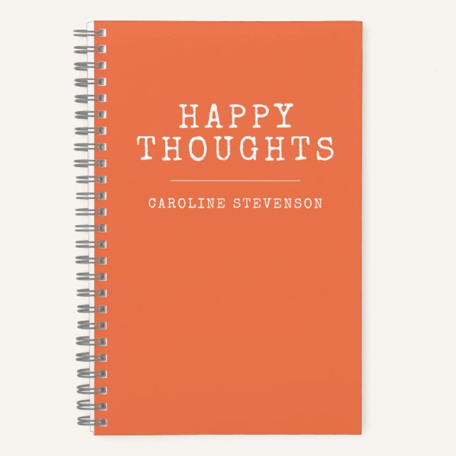 Carnet Inspirational Happy Quote en Orange Personnalisé (Recto)
