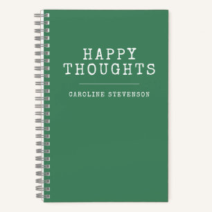 Carnet Inspirational Happy Quote en Vert Personnalisé 