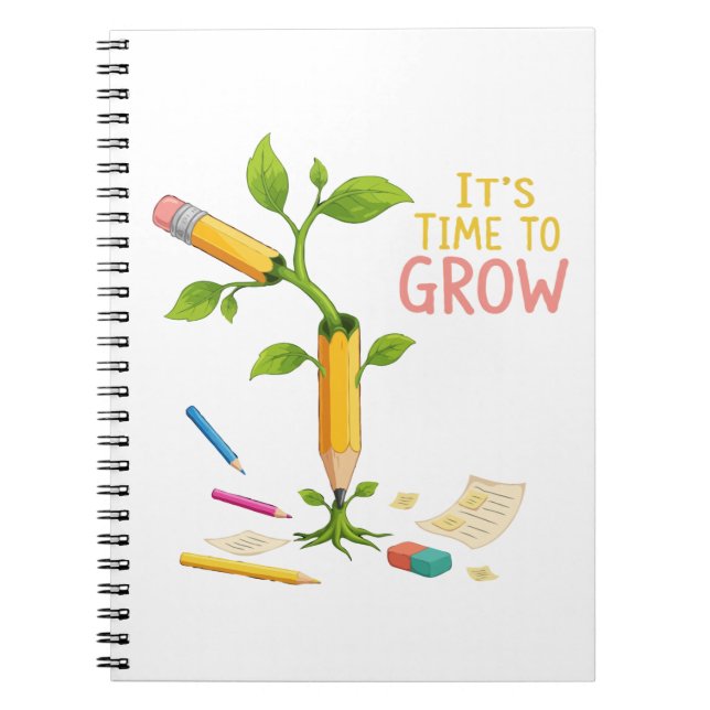 Carnet Inspirational "It's Time to Grow" Pencil Plant  (Devant)