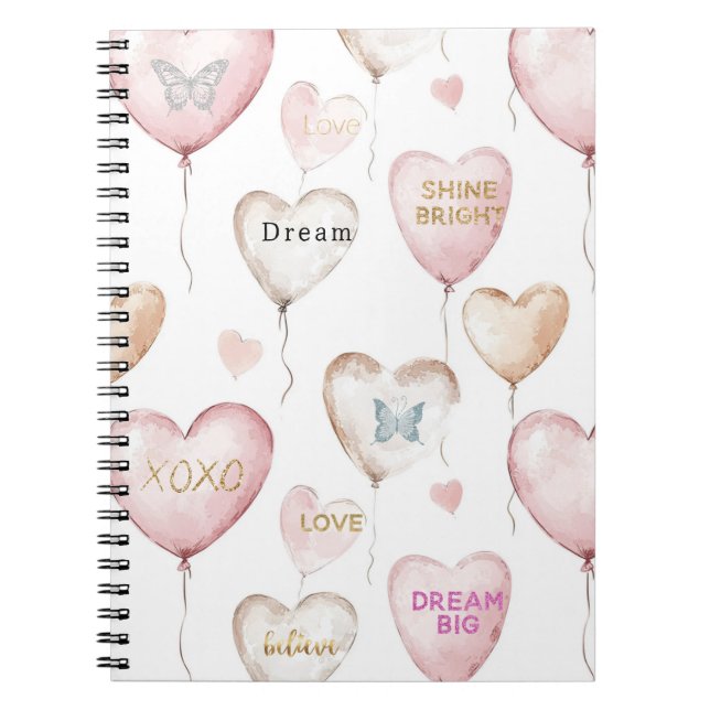 Carnet Inspirational Pink Cream Hearts (Devant)