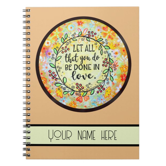 Carnet Inspirationnel Amour Floral Plutôt Personnalisé (Devant)