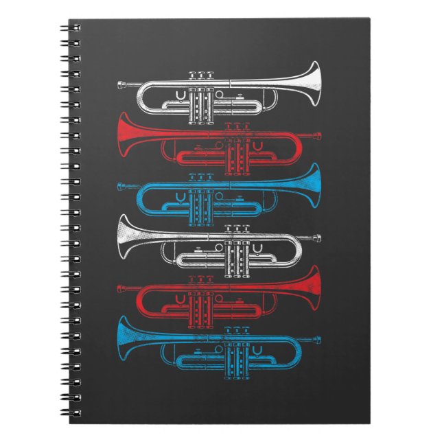 Carnet Instrument de musique de trompette couleur drapeau (Devant)