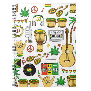 Carnet Instruments de musique motif sans faille. Reggae