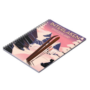 Carnet Interlaken Suisse poster voyage ski.