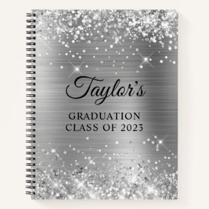 Carnet Invité à la graduation de l'huile d'argent Glitter