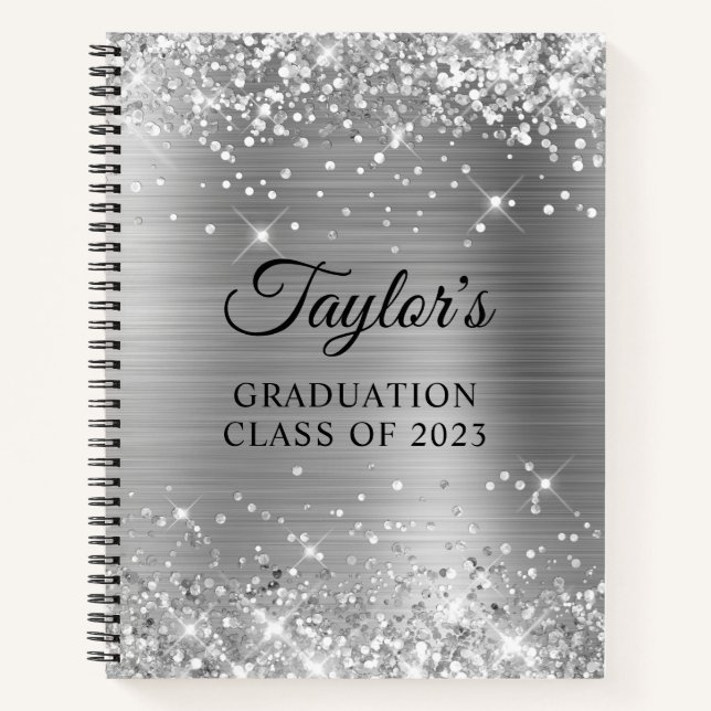 Carnet Invité à la graduation de l'huile d'argent Glitter (Devant)