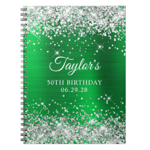 Carnet Invité d'anniversaire 50 ans avec paillettes argen