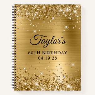 Carnet Invité d'anniversaire 60 ans Glittery Gold Foil