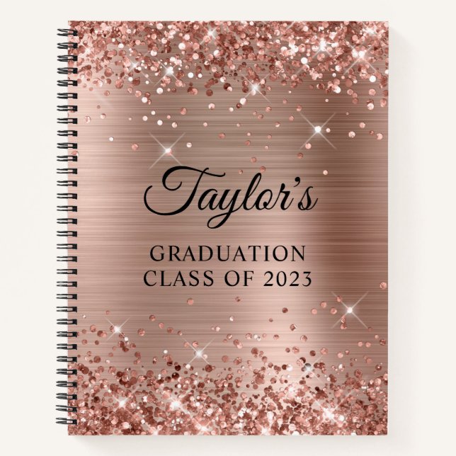 Carnet Invité de graduation du Rose Gold Foil Glittery (Devant)